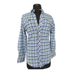 MOJO Sportswear Co Long Sleeve Pastel Plaid Vented  Camp Fishing Button Shirt S